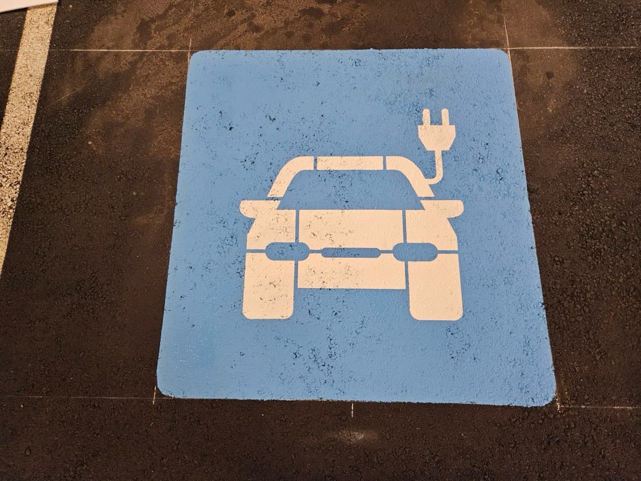 Blue Coloured EV Parking Spot